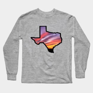 Texas Lone Star State with Sunset Background Long Sleeve T-Shirt